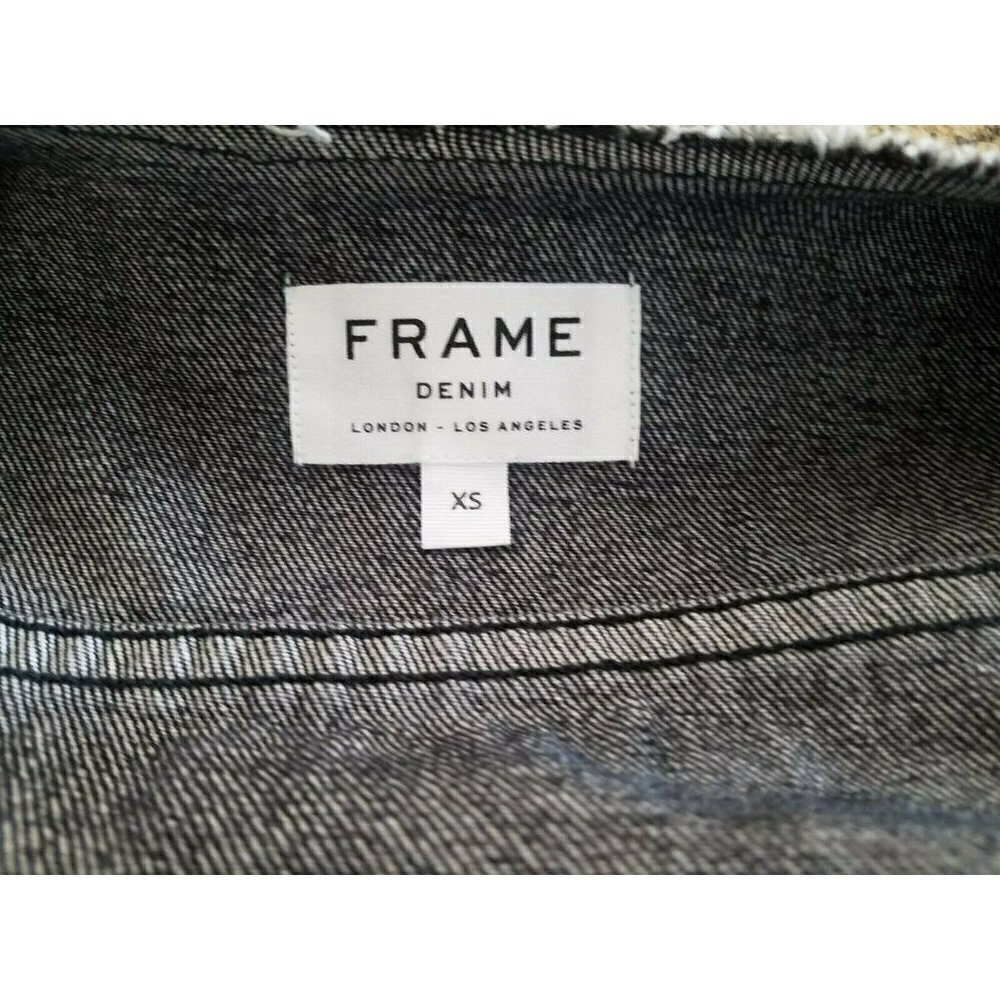 Women's FRAME Raw Edge Distressed Destroyed Denim Jacket (Gaven)  Black Size XS - Picture 6 of 7